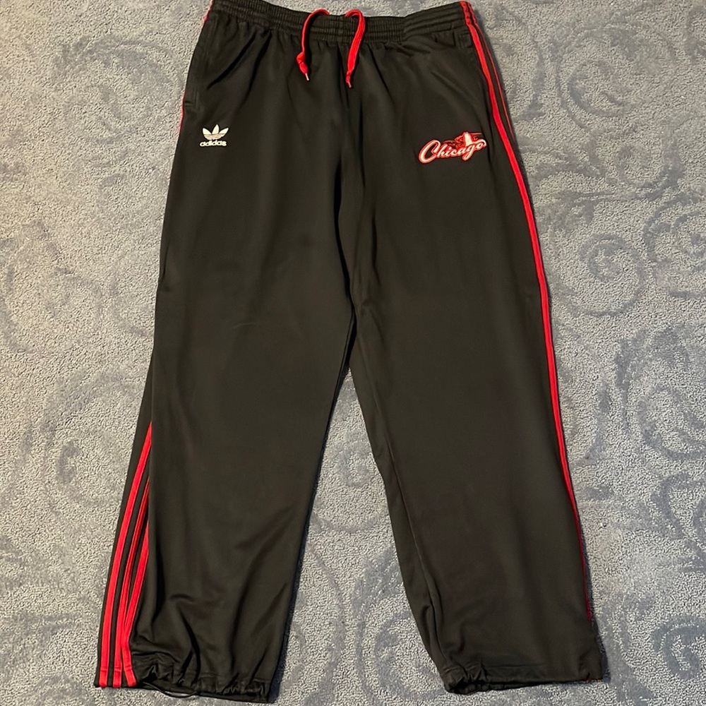 Adidas jogger pants Black with red seams and adjustable ankle strap Size 2XL $34